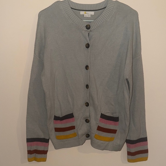 Boden Gray Striped Cuff Pocket Cardigan – Size US 8 (UK 12) - Picture 2 of 7
